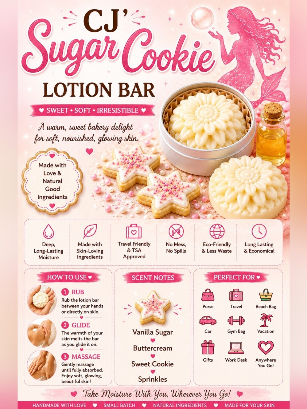 Back In Stock!  Hand Crafted CJ's Sugar Cookie Solid Lotion Bar
